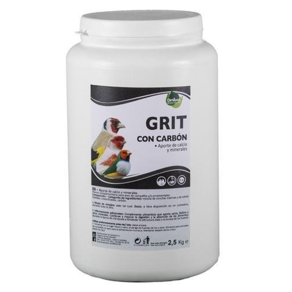 Paquete de 2,5 kg de suplemento para aves con carbón y minerales.