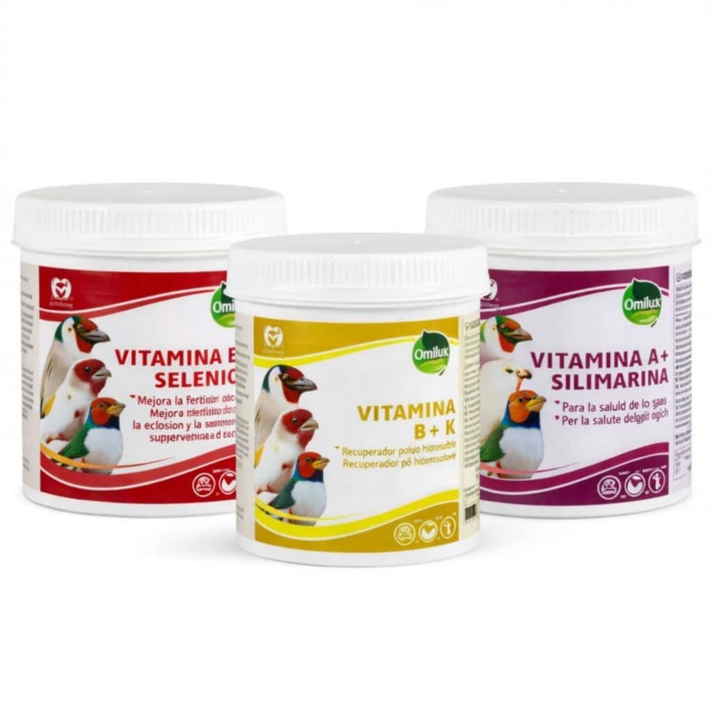 Vibrantes complementos para la salud de aves en variedad de vitaminas y minerales.